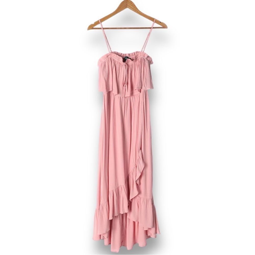 LULUS Women’s Sincerely Yours Blush Pink Ruffled Midi Dress in the Size Small - Picture 9 of 16